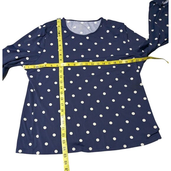 Lands End Navy Polka Dot Long Sleeve Top XL - Picture 3 of 10